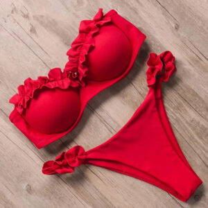 Ruffle Bra Flirty Frilled Two-Piece Bikini Set